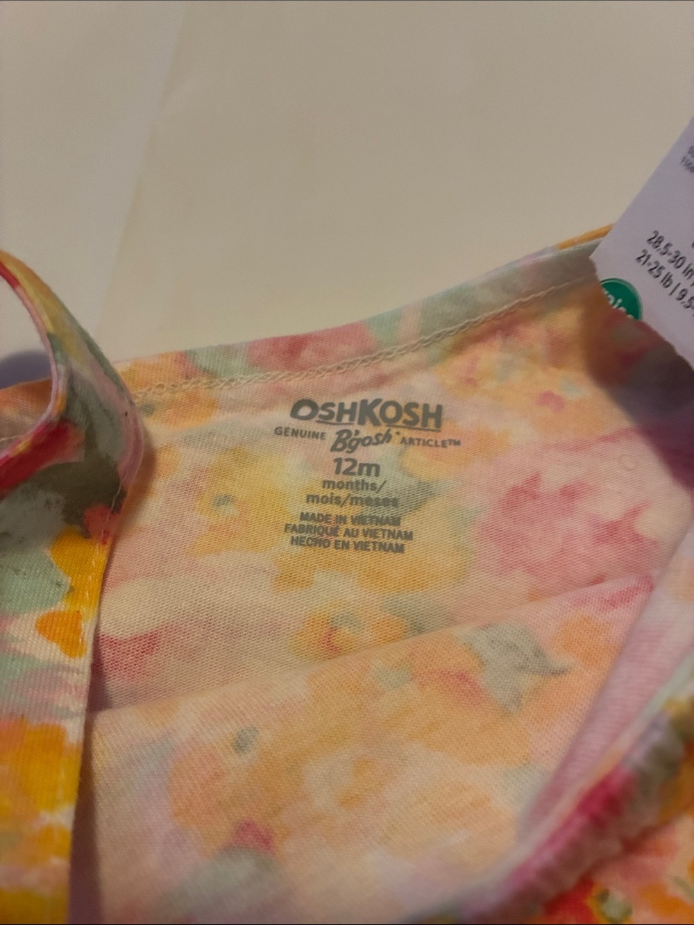 OshKosh B'gosh Yellow Pink Green Floral Ruffle Tank - Picture 3 of 3